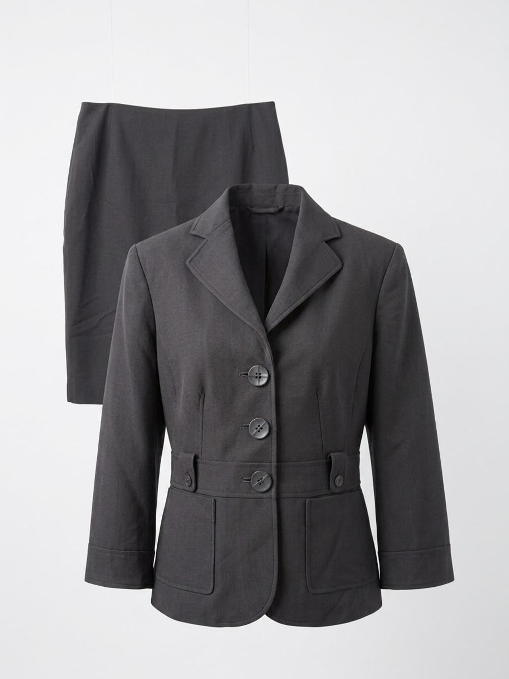 Signature by Larry Levine Charcoal Gray Tailored Blazer & Skirt
